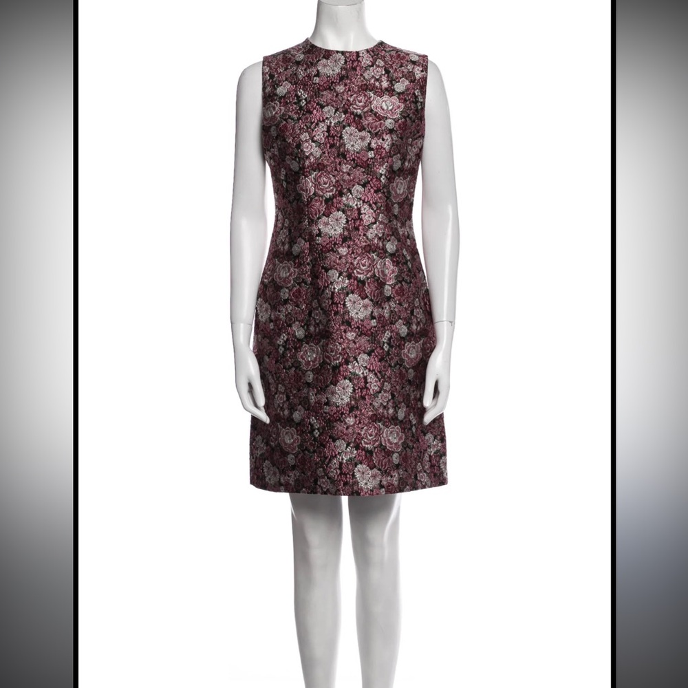 Adam Lippes Metallic Floral Brocade Sleeveless Dress Vintage-Inspired Jacquard,